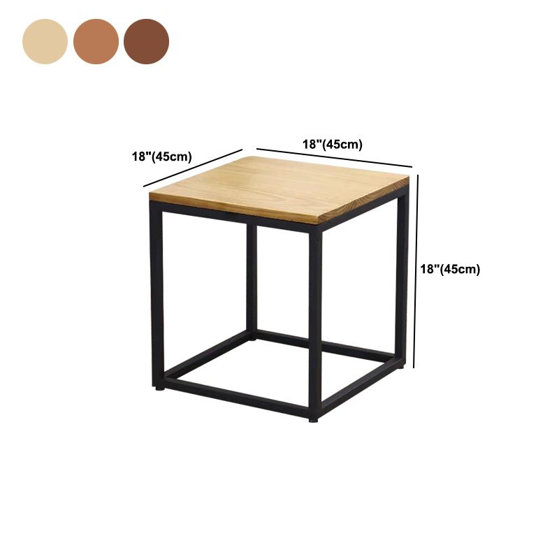 Scandinavian Nesting Coffee Table Set with Solid Wood Top and Iron Base