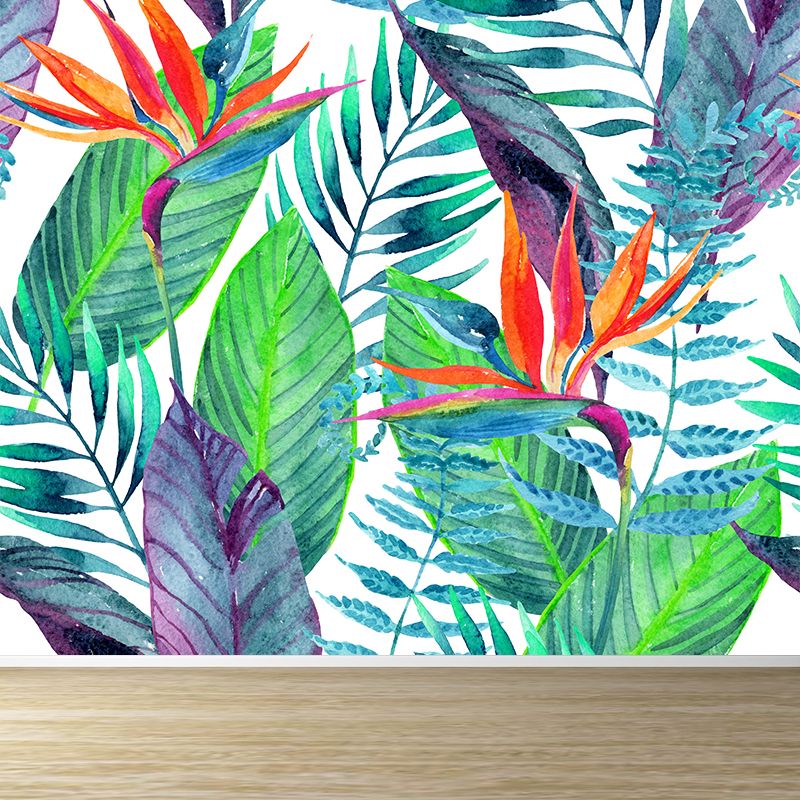 Water Resistant Leaves Pattern Mural Tropical Non-Woven Wall Decor, Made to Measure