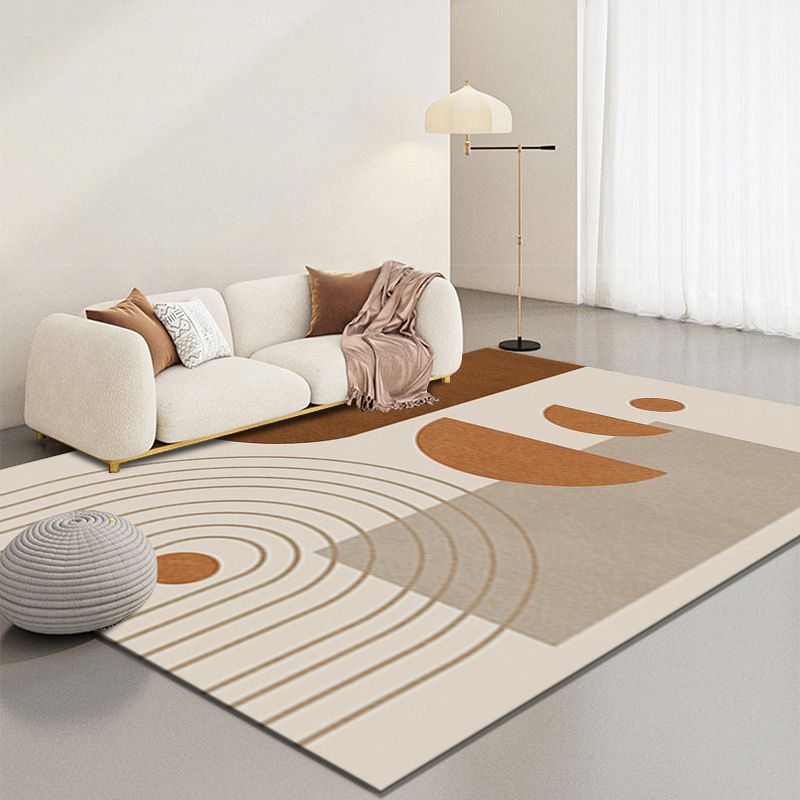 Gray Modern Carpet Polyester Semicircle Carpet Washable Carpet for Home Decor