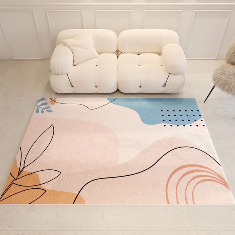 Color Block Rug Nordic Rug Polyester Stain Resistant Anti-Slip Rug for Sleeping Room