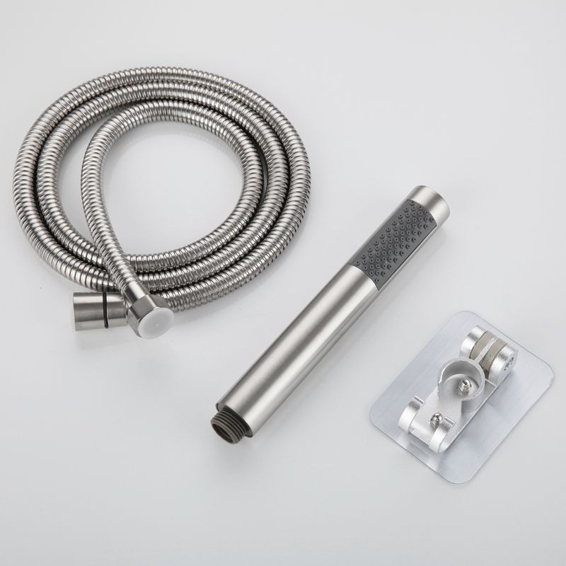Cylindrical Hand Shower with Self-Cleaning Stainless Steel Wall-Mount Showerhead