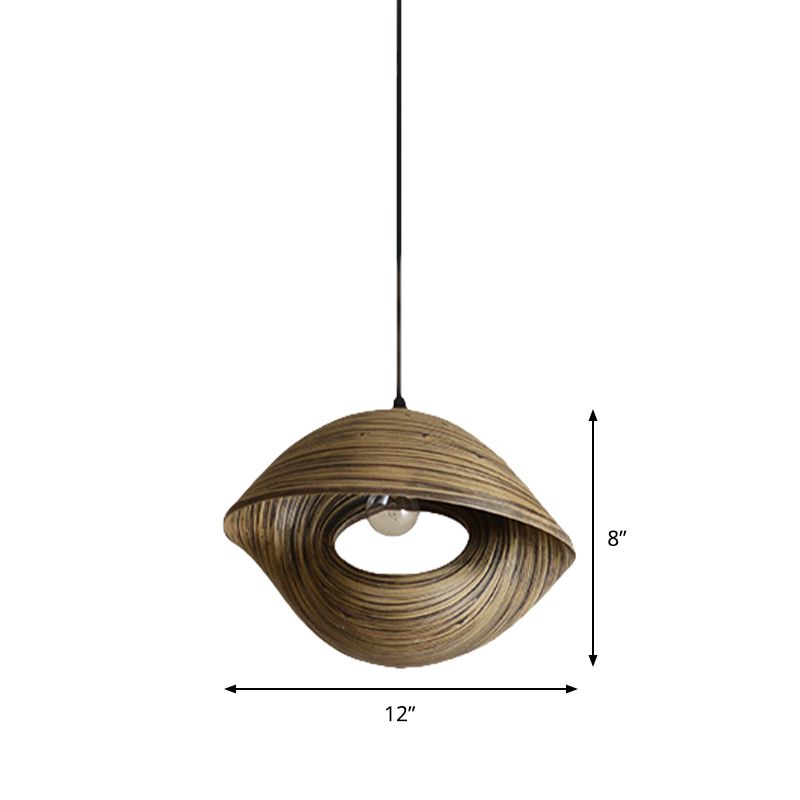 Hand Woven Pendant Light Kit Modern Bamboo Rattan 1 Bulb Brown Ceiling Hang Fixture