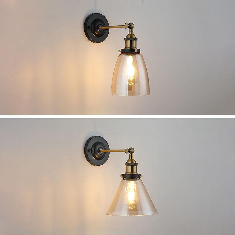 Black Clear Glass Wall Lamp Sconce Industrial Style Sconce Lamp for Dining Room