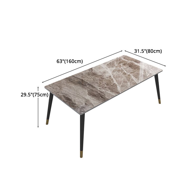 Modern 1/2/5/7 Pieces Grey Dining Set Sintered Stone Dining Table with Leather Chairs