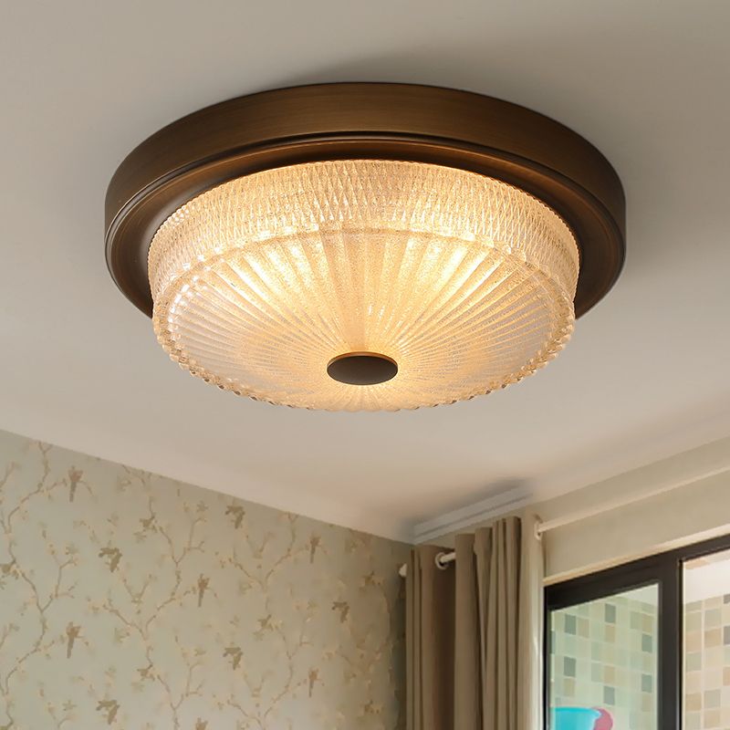 American Ceiling Light Bronze Glas Lampenschirm 1 Light Flush Mount Light für Indoor Room