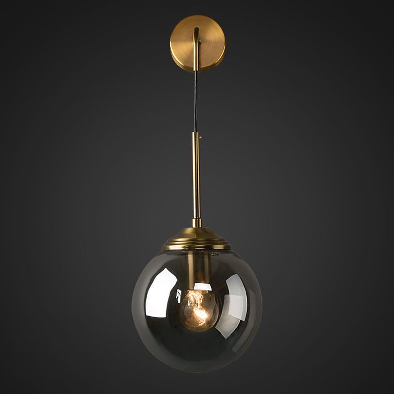 Single Golden Modernism Shaded Glass Wall Mounted Sconce for Bedroom