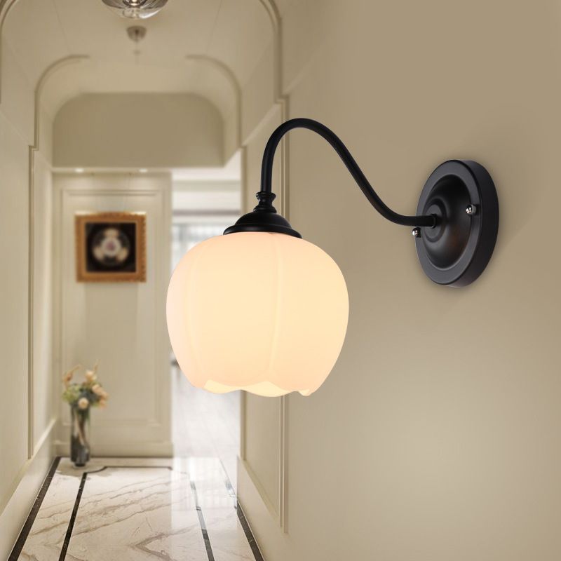 Gooseneck Wall Light Sconce Industrial Style Glass 1 Light Sconces