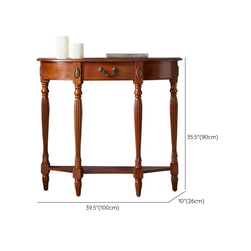 Victorian Brown End Table Half Moon Sofa Console Table for Hall