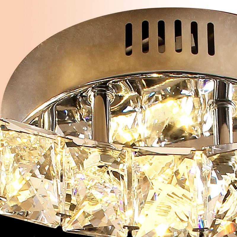 Plafonnier encastré en forme de larme de cristal, lumière LED encastrée moderne chromée pour le salon