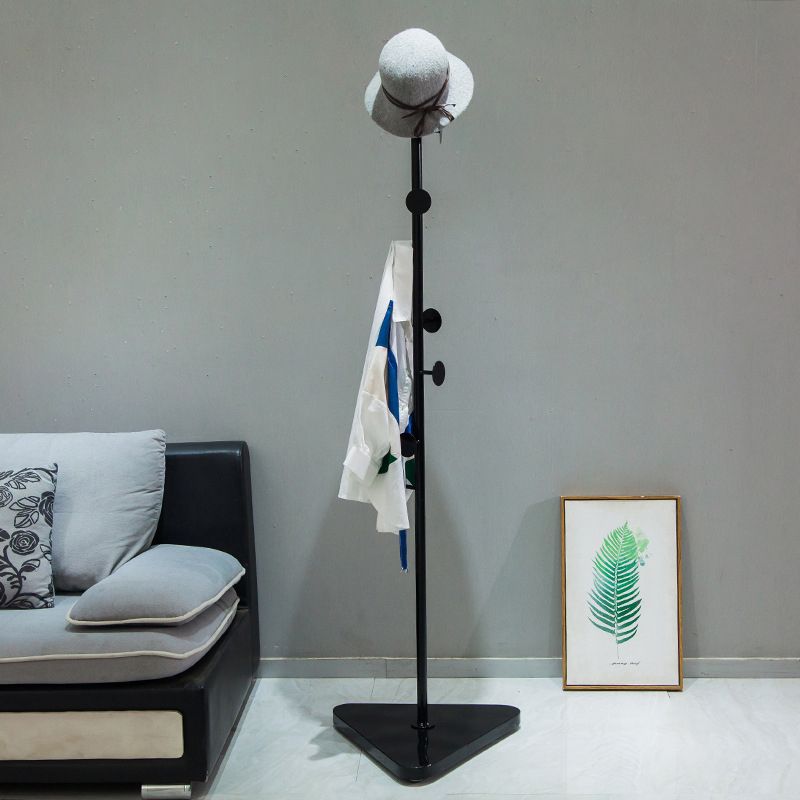 Contemporary Coat Rack Coat Hooks Metal Coat Rack with Triangular Base