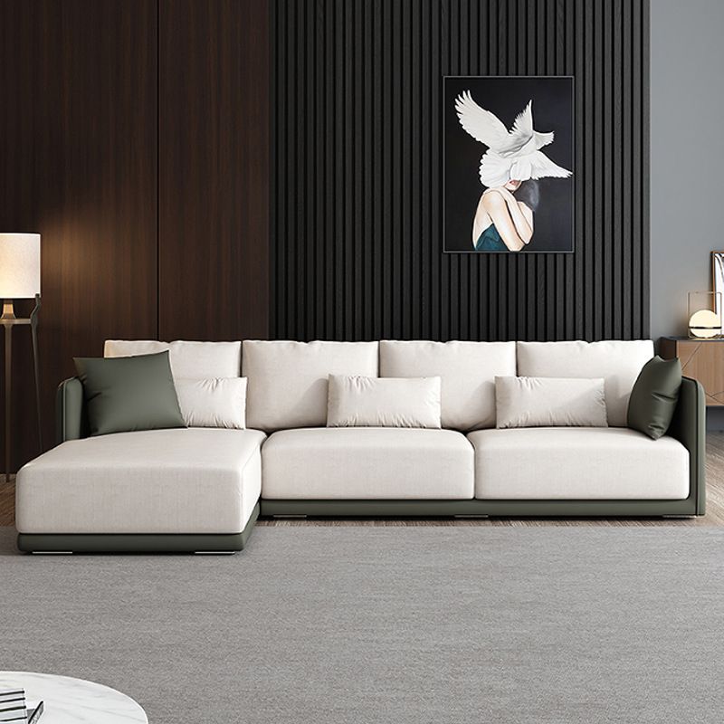 Leather White Sofa with Back Pillows candinavian Sofa for Living room