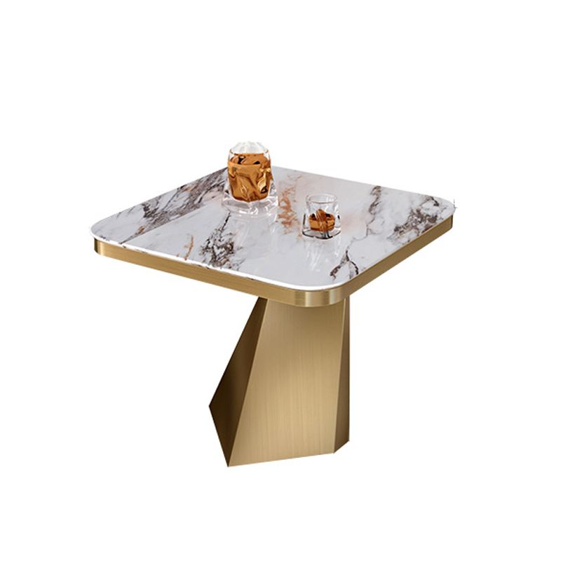 19.69" Tall Round Slate Side Table Luxurious Pedestal End Table