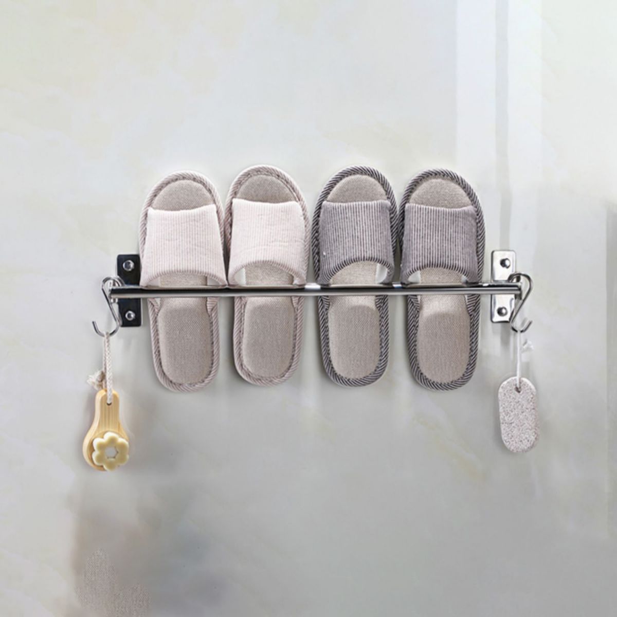 3-Piece Stainless Steel Bathroom Accessory Set Modern Chrome Slipper Stand
