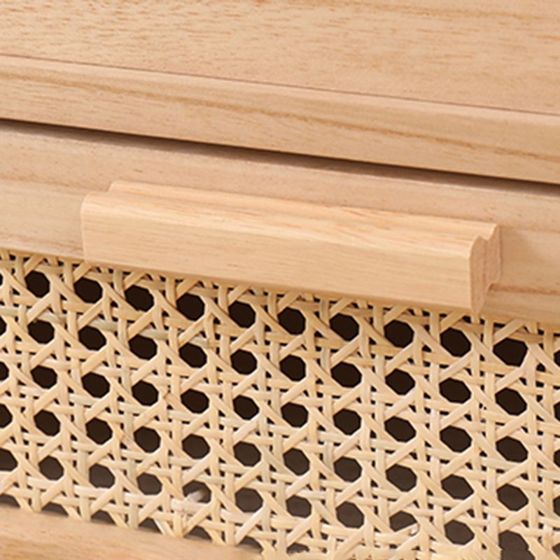Wicker Rattan Accent Cabinet Bar Pulls Handle Design Storage Cabinet