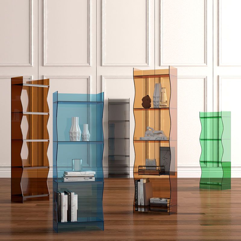 Contemporary Closed Back Bookshelf Acrylic Shelf Bookcase with Shelves