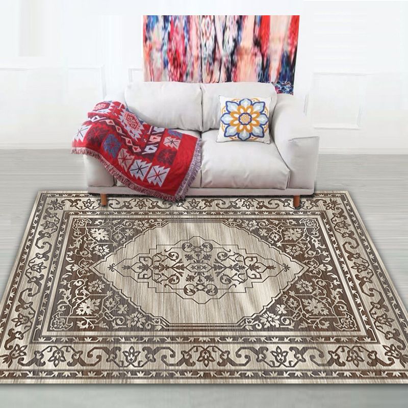 Shabby Chic Tribal Print Rug Multi-Color Bohemian Carpet Synthetics Stain Resistant Anti-Slip Backing Pet Friendly Rug for Room