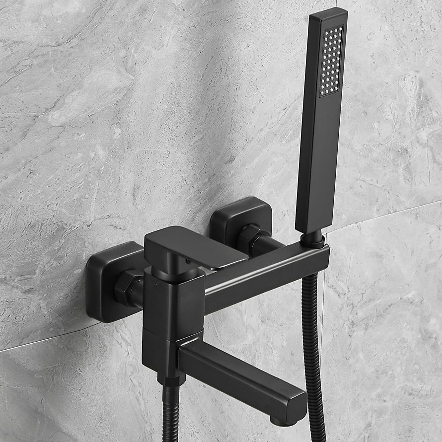 Wall Mounted Metal Tub Filler Low Arc Rotatable Bathroom Faucet