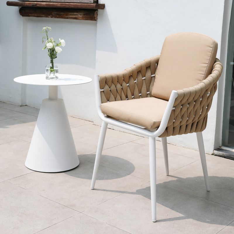 Contemporary Outdoors Dining Chairs with Removable Water Repellent Finish Cushion