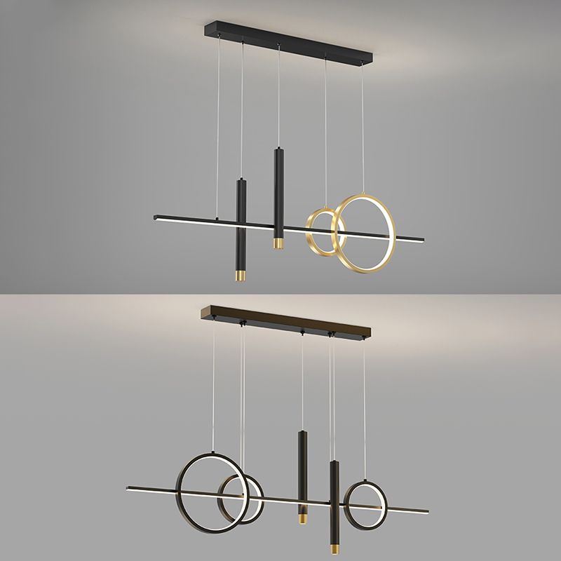 Aluminium Rectangular LED Island Pendant Light in Modern Creative Style Acrylic Ceiling Fixture for Dining Room