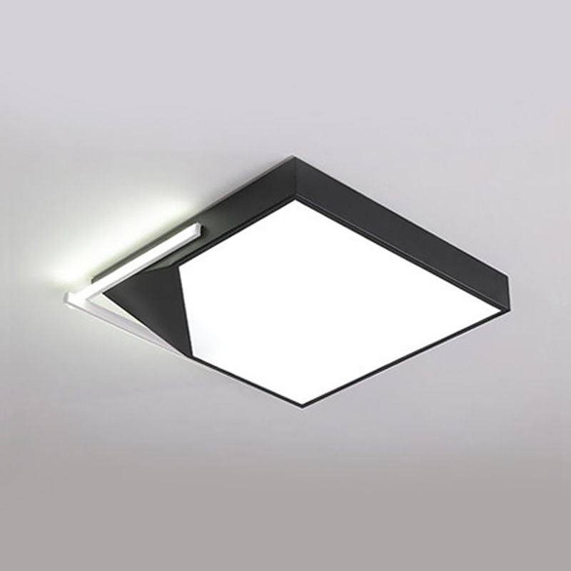 Plafoniera quadrata in stile semplice con montaggio ad incasso con paralume in acrilico Montaggio ad incasso a soffitto a LED bianco/nero per camera da letto in bianco caldo/caldo, larghezza 18"/21,5"