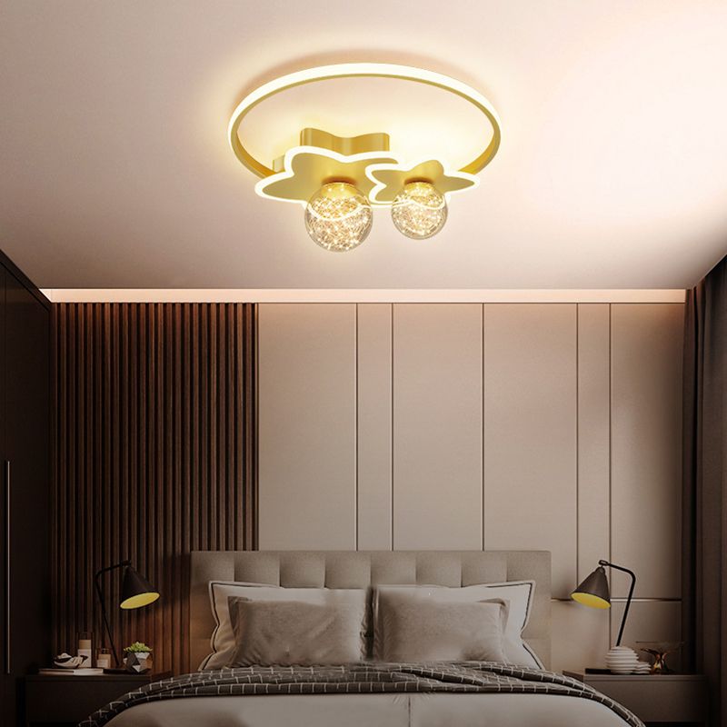 Luminaire encastré en forme d'étoile en métal, plafonnier LED en verre avec boule de simplicité pour chambre à coucher