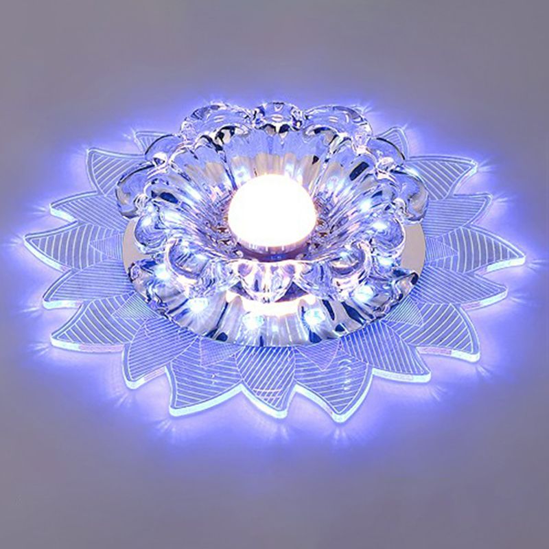 Plafonnier encastré de couloir de cristal encastré LED moderne en forme de fleur