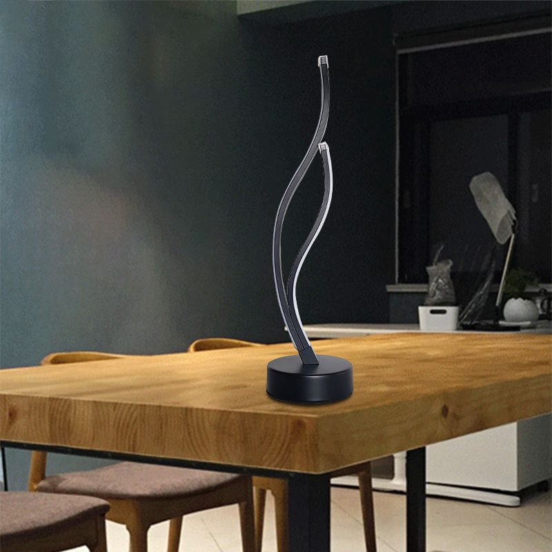LED Living Room Desk Light Modernist Black/White Task Lighting with Curved Acrylic Shade