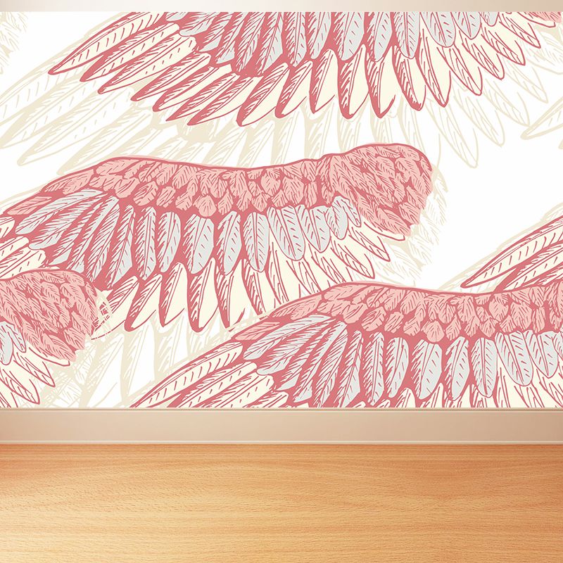 Non-Woven Decorative Wall Mural Modern Bird Wings Wall Covering for Girls Bedroom