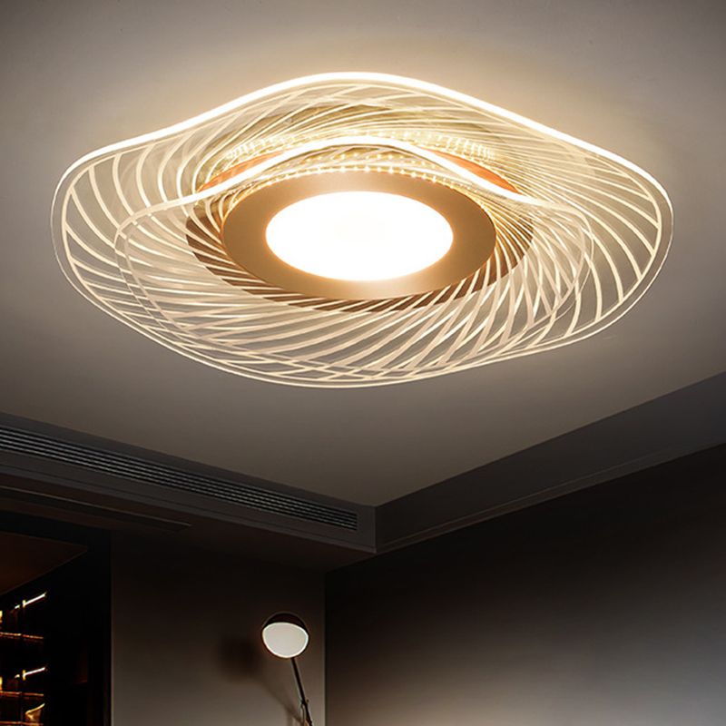 Acryl Ruffle Flushmount Leichte Schlichtheit Gold LED Deckenleuchte Montiert für Wohnzimmer