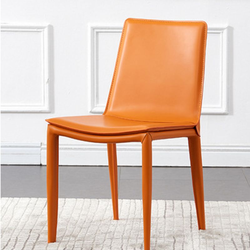 Industrial Leather Dining Chair Armless Side Chairs with Metal Legs for Home Use