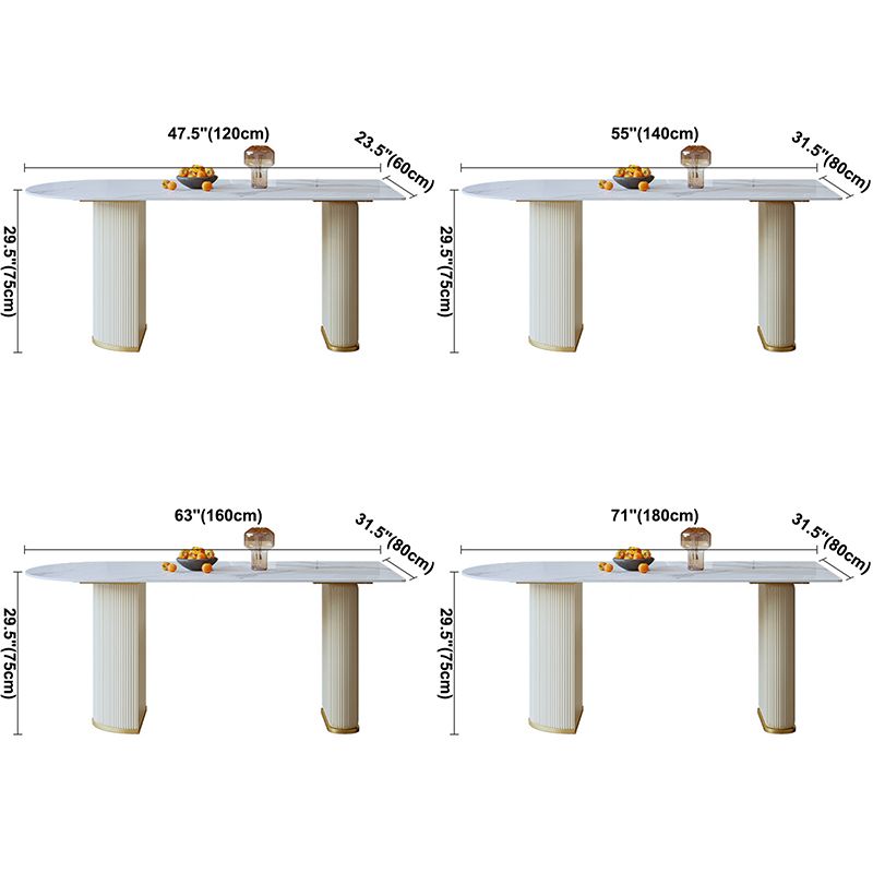 Contemporary Dining Table Sintered Stone Dining Table with Double Pedestal for Dining