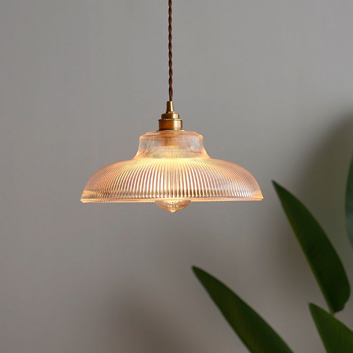Retro Industrial 1 Light Anhänger Prismatische Klarglas Kuppel Anhängerlampe für Coffeeshop