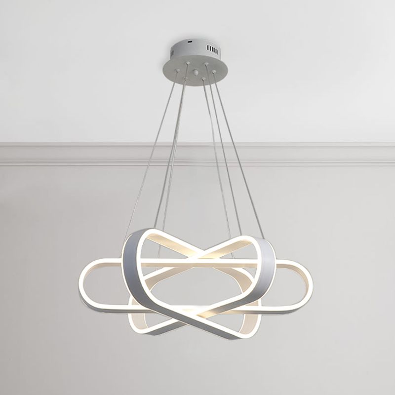 Ellipse Bedroom Chandelier Lamp Acrylic 1 Light Modern LED Ceiling Pendant in White