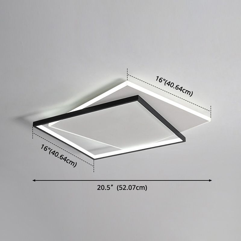Simplicity LED Ceiling Lamp Double Squares Geometric Shape Flush Mount Lighting Fixture with Acrylic Shade