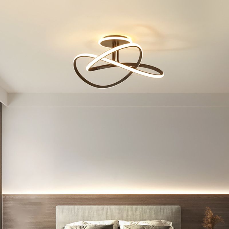 Plafonnier LED en gel de silice de style concis et moderne, montage semi-encastré linéaire en aluminium pour chambre à coucher