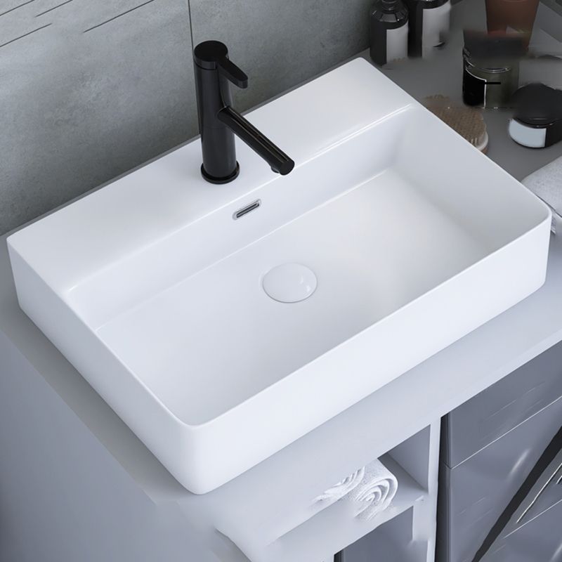 White Trough Bathroom Sink Rectangle Ceramic Trough Bathroom Sink