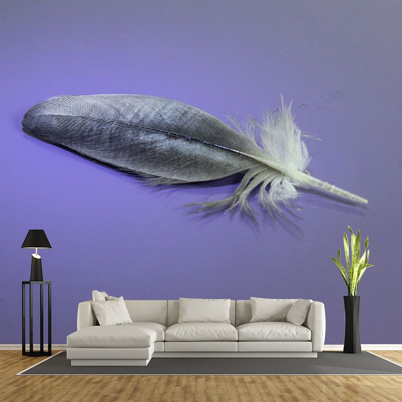 Minimalism Style Feather Mural Decal Water Resistant Wall Decor for Gust Room