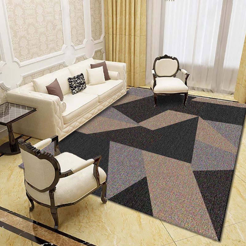 Geometric Pattern Rug Living Room Carpet Polyester Washable Area Rug