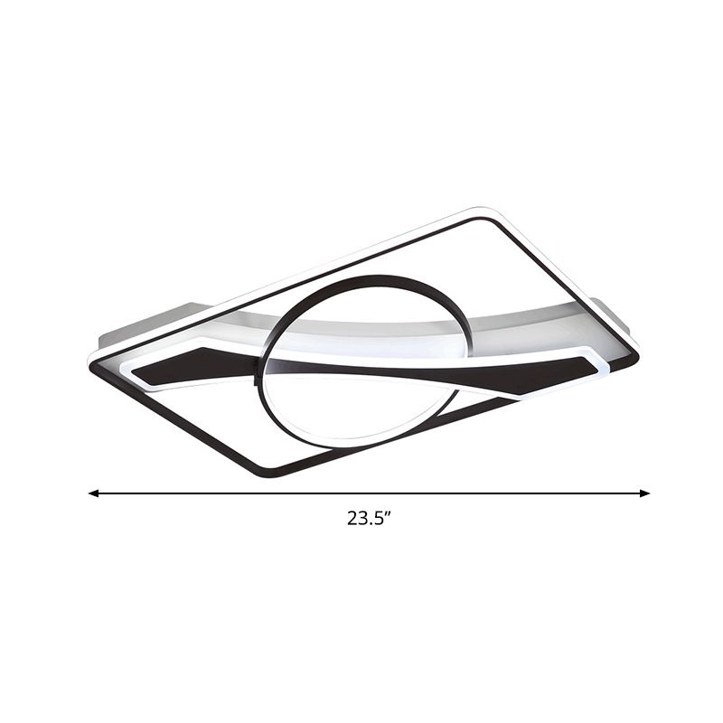 Quadratische/rechteckige Acryl-Deckenbeleuchtung zeitgenössisch 16 "/23.5" W LED schwarz Unterputz-Lampe in Warm/Weißes Licht