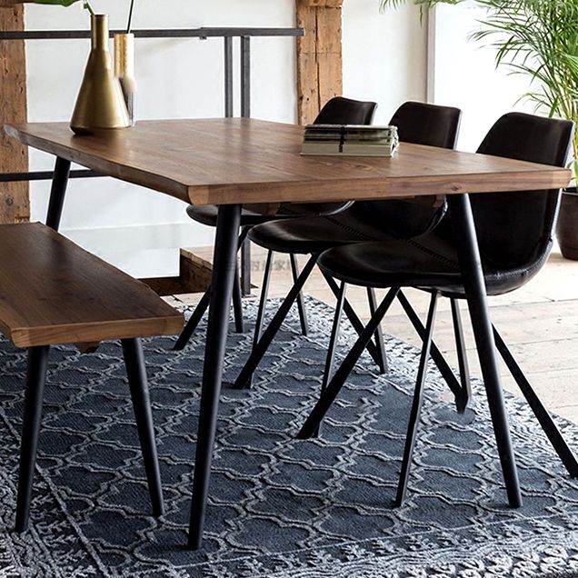Modern Solid Wood Kitchen Dining Table Standard Rectangle Dining Table with 4 Legs Base