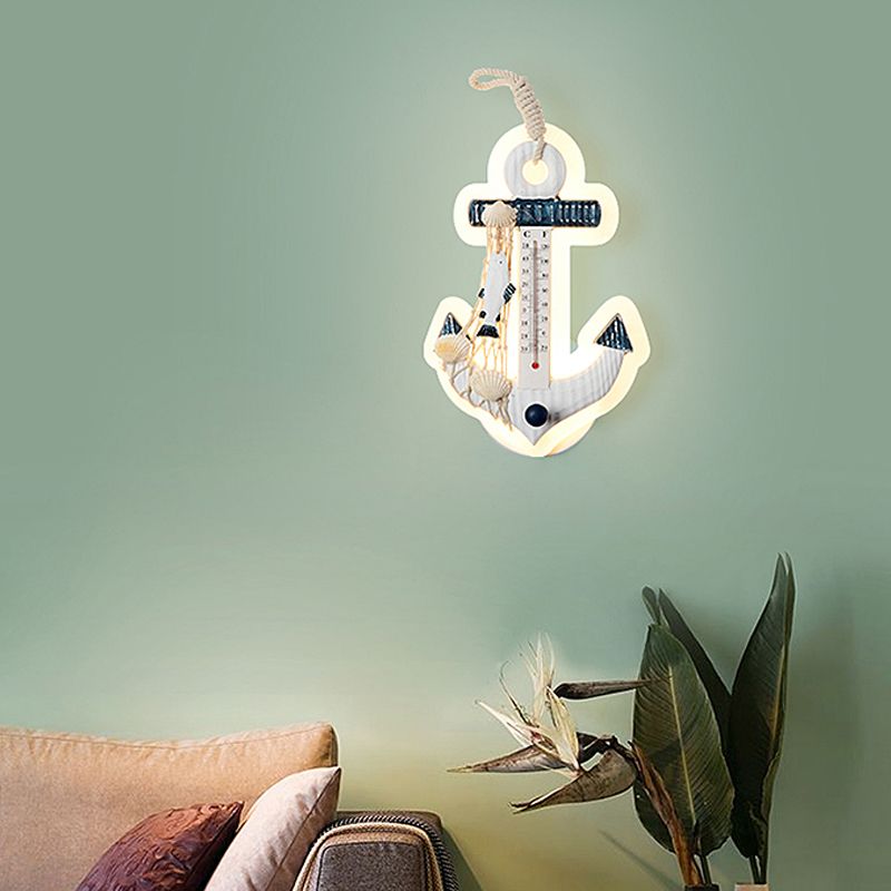 Modern Anchor Wall Light with Thermometer Acrylic White Sconce Light for Living Room