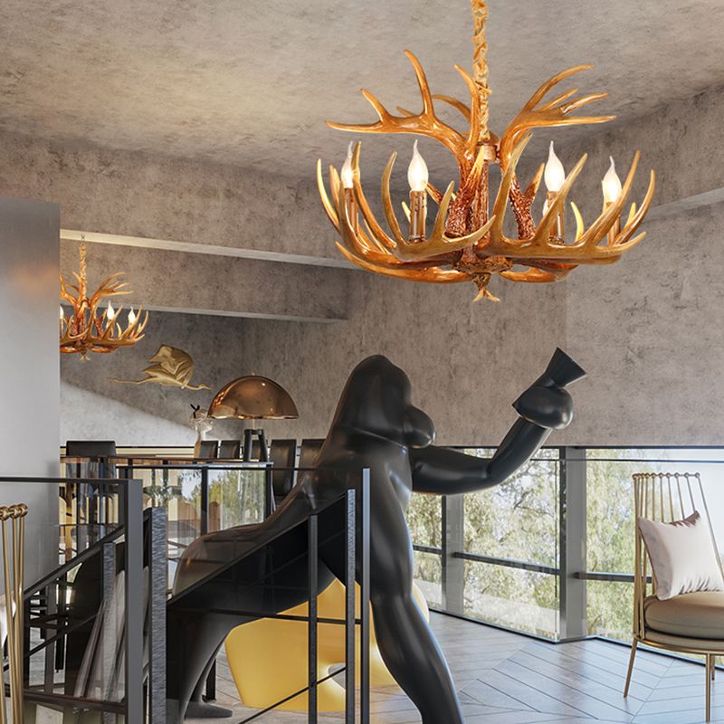 Rustic Antler Chandelier Light Fixtures Multi-Head Chandelier Pendant Lamp for Restaurant