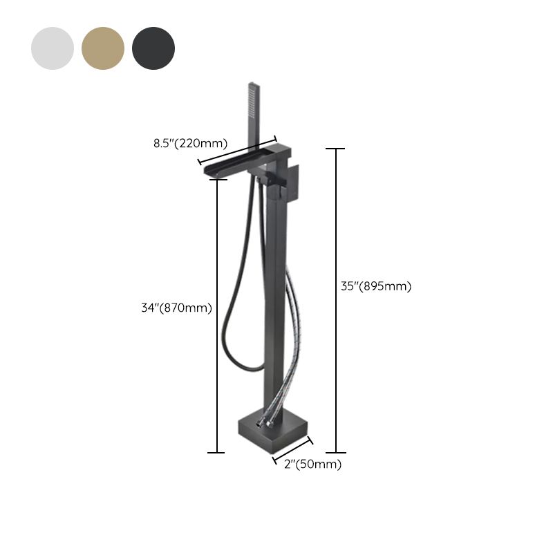 Floor Mounted Metal Freestanding Tub Filler Waterfall Freestanding Faucet with Hose