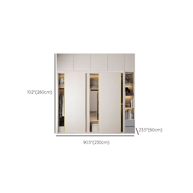 Engineered Wood Wardrobe Cabinet Modern Style Wardrobe Closet with Mirror