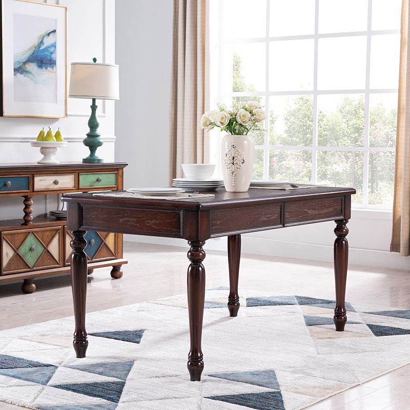 Mid-Century Rectangle Dining Site Table Solid Wood Table,55"L x 31.5"W x 29.5"H