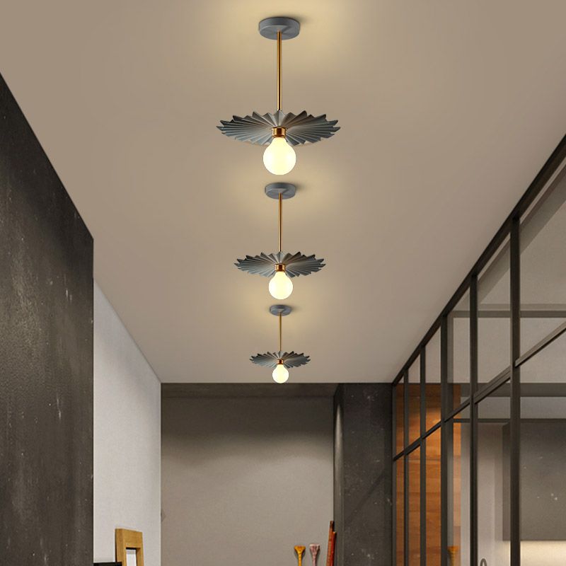 Metal Pleated Shade Pendant Lighting Macaron Style 1-Light Suspension Light