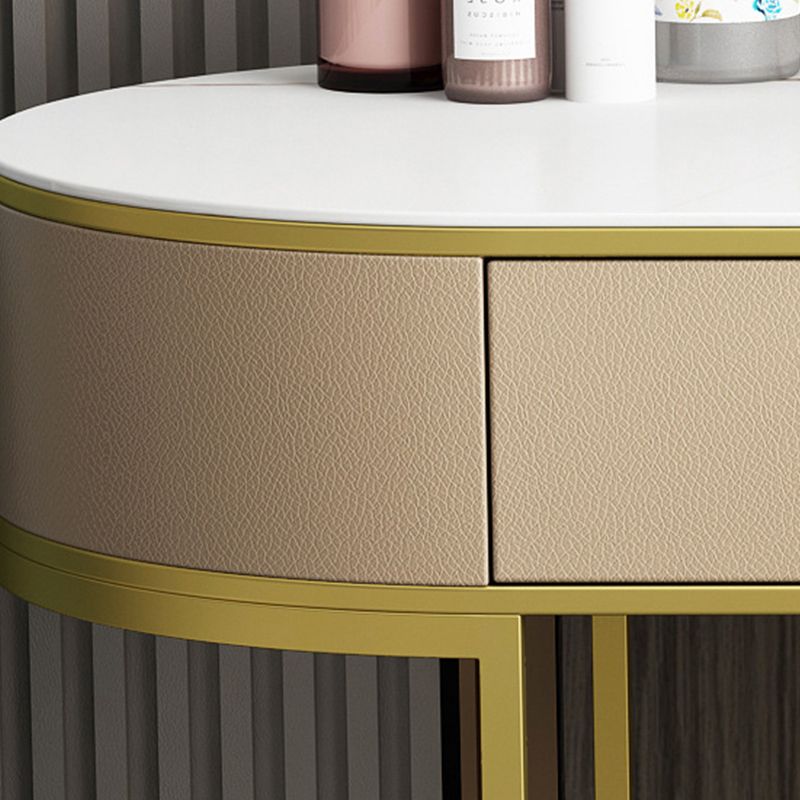Wood and Metal Vanity Table Luxurious Makeup Desk with 2 Drawers