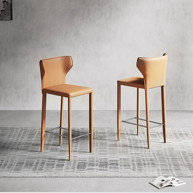 Indoor Faux Leather Counter Chair Contemporary Metal Legs Bar Stools