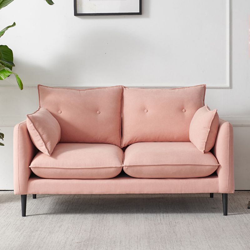 Linen Square Arm Modern Sofa with Loose Back for Living Room and Apartment