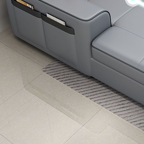 Contemporary Stain-resistant Sectional L-shape Sqaure Arm Sectional in Grey